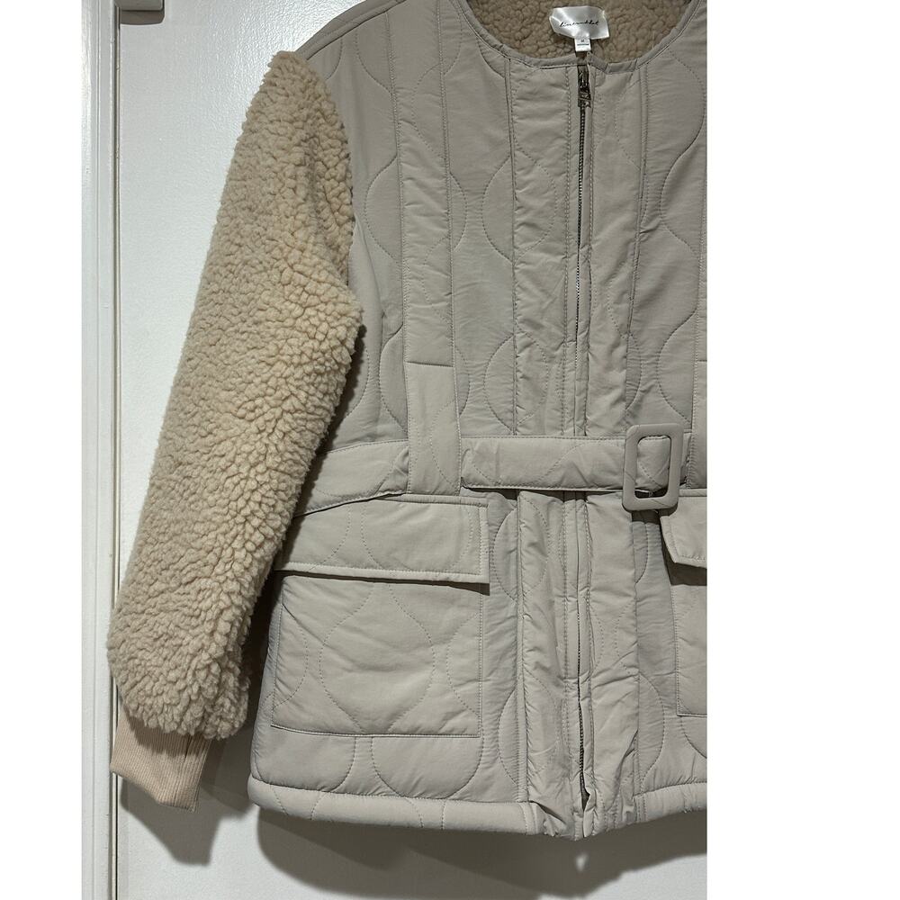 Line + Dot Milan Padded Sherpa Jacket Neutral/Cream Medium NWT Urban Outfitters - Picture 4 of 16